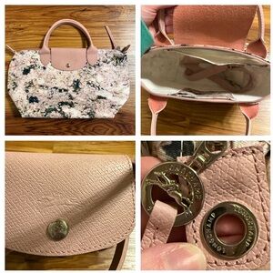 Longchamp Pink and Cream Floral Tote